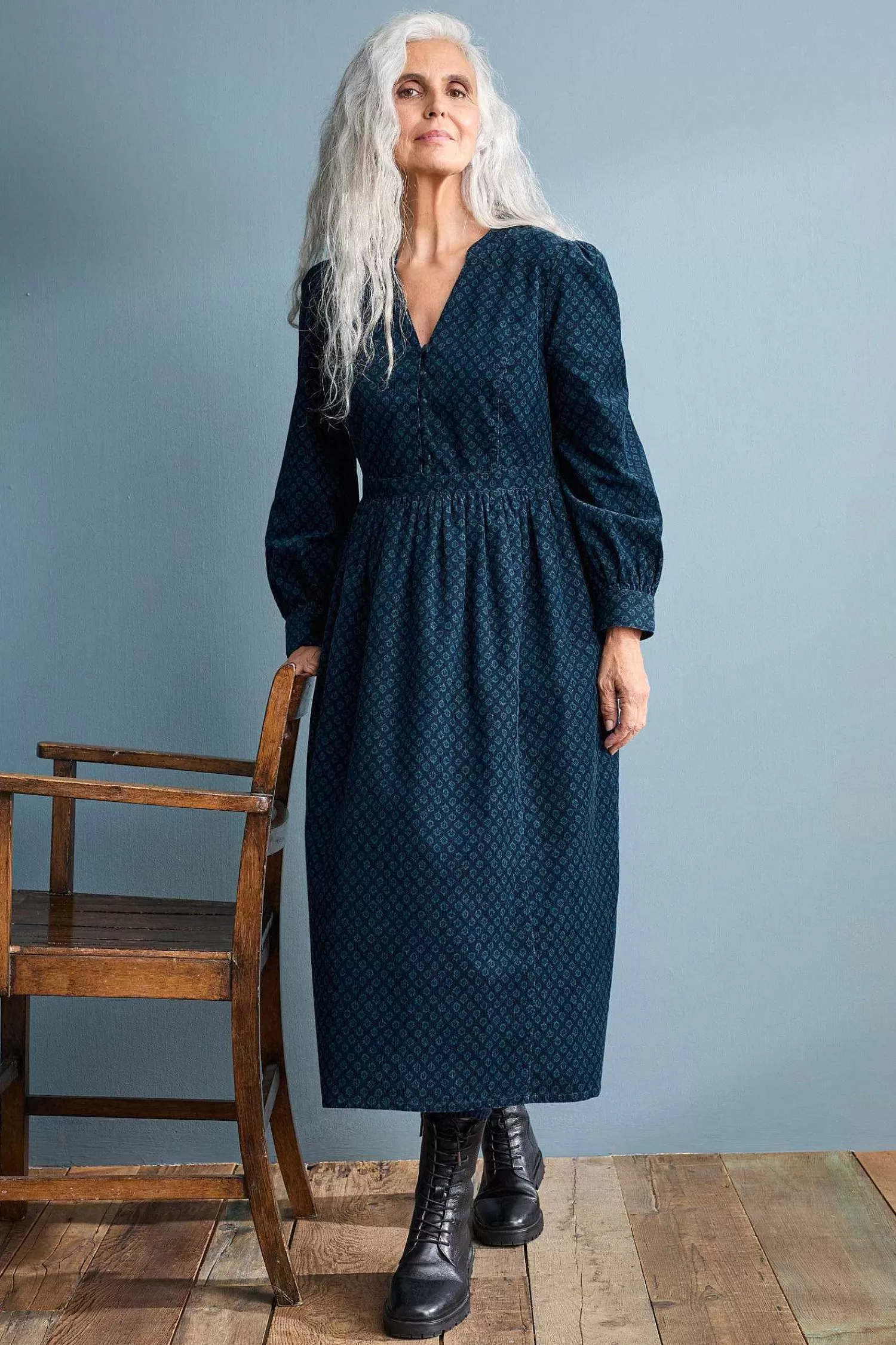 Women Seasalt Cornwall Rose Cottage Printed Cord Midi Dress
